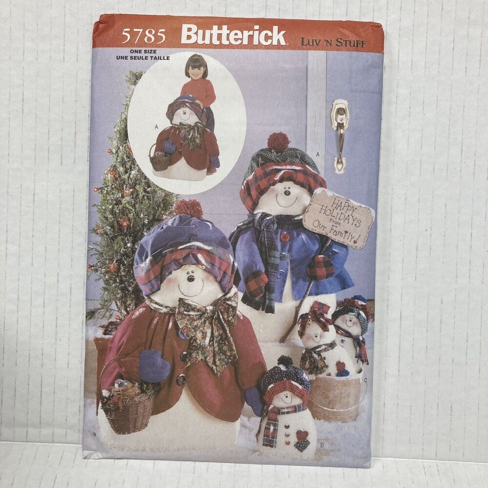 VTG BUTTERICK SNOWMAN FAMILY 28" 11" 5785 Christmas Holiday Pattern UNCUT